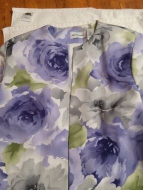 Alfred Dunner Lavender & Green Floral Open-Front Blazer With Matching Sweater